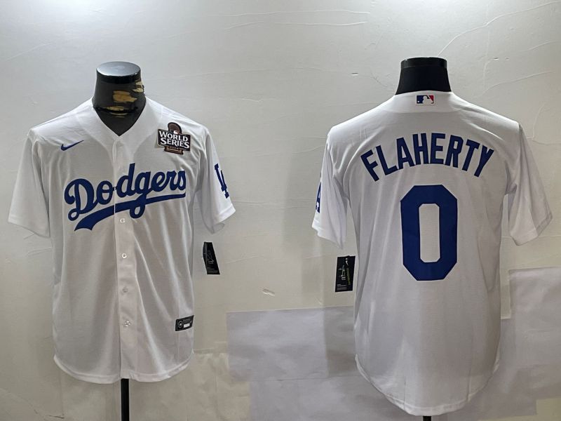 Men Los Angeles Dodgers #0 Flaherty White Game 2024 Nike MLB Jersey style 11201